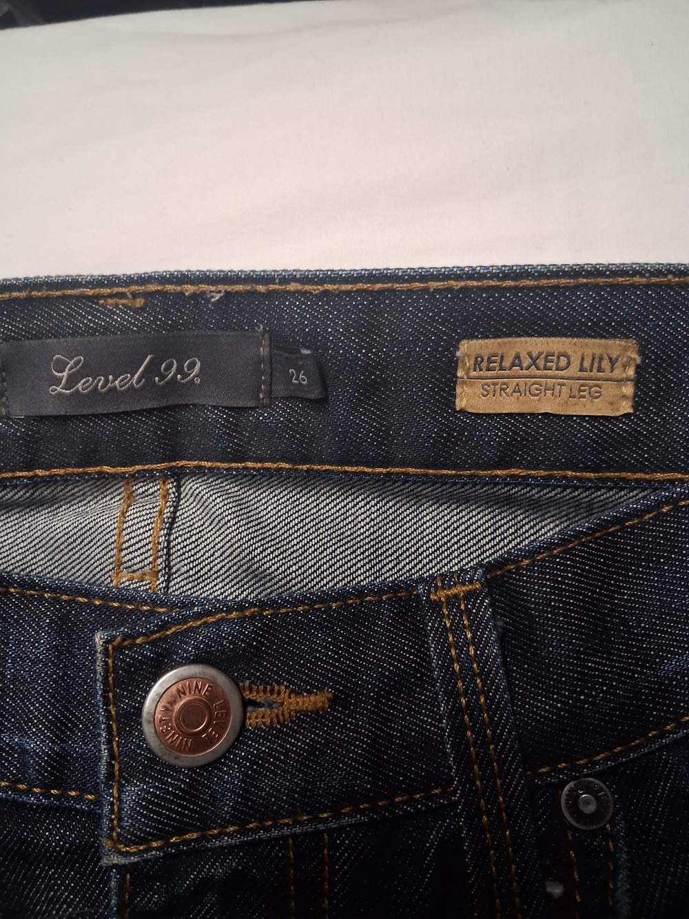 Level 99 Relaxed Lily Straight Leg Jeans - Dark Blue Denim